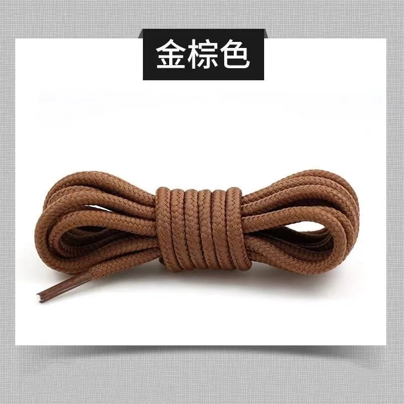 2pcs/ Pair Round Solid Polyester Black Brown Shoelaces For Marten Boot Women Men Outdoor Hiking Boots Sports Shoes Lace Strings - Smarsty