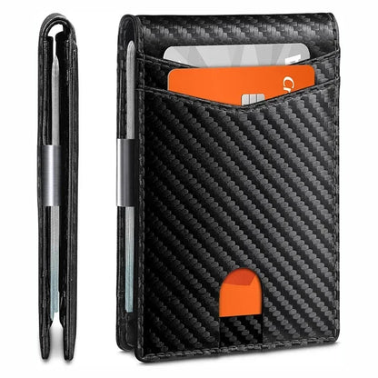 Rfid Carbon Fiber Luxury Men Wallets Money Bag Slim Thin Man Card Holder Wallet for Men Small Short Purse Male Vallet Billfold - Smarsty