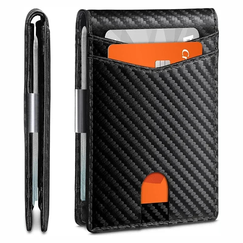 Rfid Carbon Fiber Luxury Men Wallets Money Bag Slim Thin Man Card Holder Wallet for Men Small Short Purse Male Vallet Billfold - Smarsty