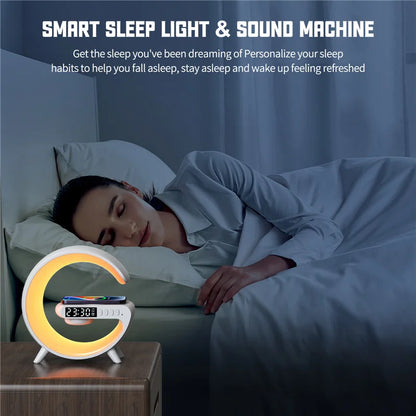 Wireless Charger Pad Stand With RGB Night Light Alarm Clock - Smarsty