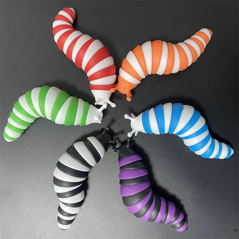 3D Slug Fidget Toy Colorful Slug Snail Toy Articulated Flexible All Ages Relief Anti-Anxiety Sensory Toys for Children by Smarsty