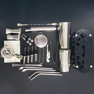 Boston Cocktail Shaker Bar Tool Set with Holder - Smarsty