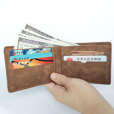 New Retro Men Leather Wallets Small Money Purses Design Dollar Price Top Men Thin Wallet With Coin Bag Zipper - Smarsty