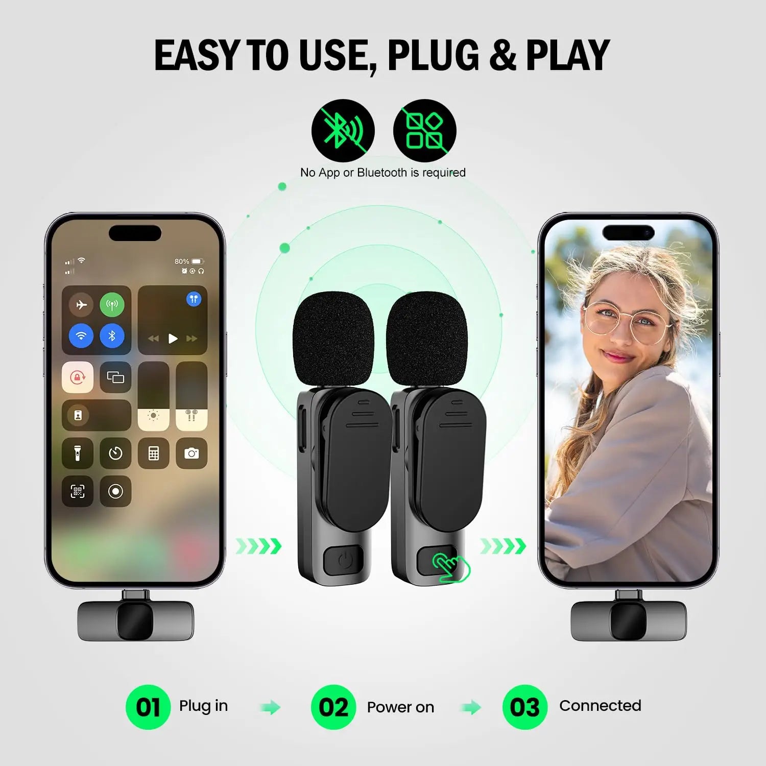 Basix Wireless Lavalier Microphone for iPhone Vlogging - Smarsty