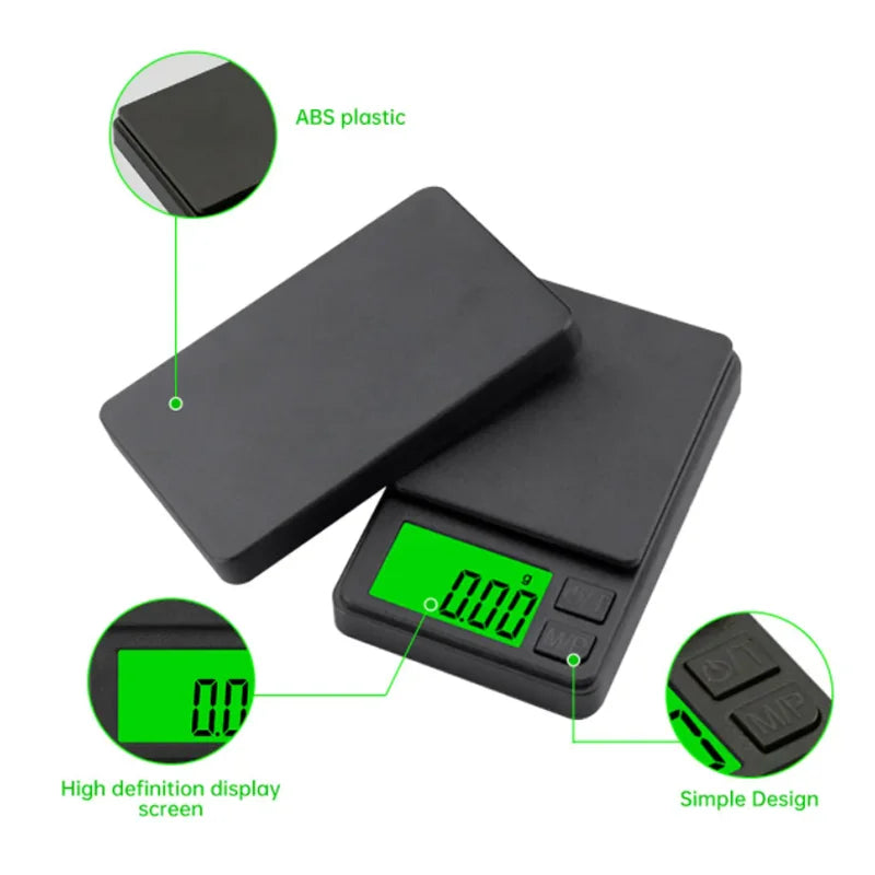 Precision Pocket Scale 1000g X 0.1g - Digital Gram, Food, Jewelry, Ounces/Grains Scale with Backlit LCD - Mini Scale for Travel - Smarsty