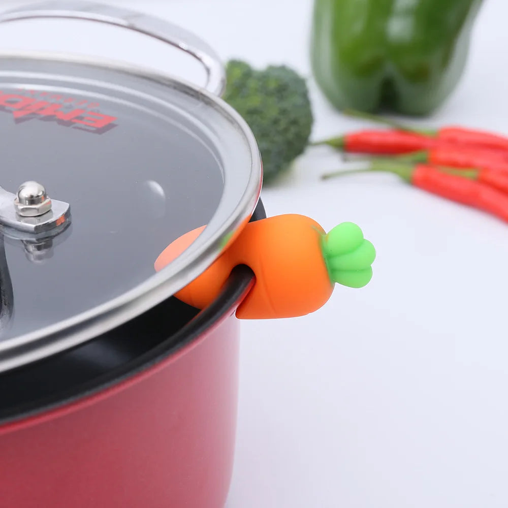 Silicone Carrot Chicken Leg Shaped Pot Lid Lifting Anti Overflow Device, Anti Overflow Pot Lid Clip, Practical Kitchen Tool