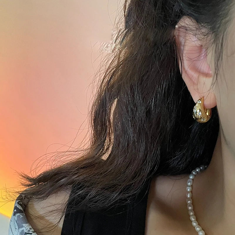 Elegant Stainless Steel Star Hoop Earrings with Rhinestones - Smarsty