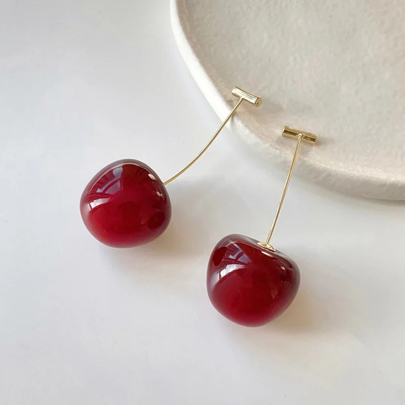 Delicate Sweet Red Cherry Drop Earrings for Women Fashion - Smarsty