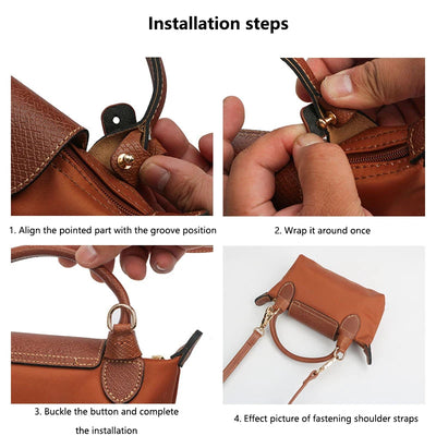 Bag Straps Set For Longchamp Leather Accessories Diy Mini Transformation Punch Free Shoulder Crossbody Conversion 100-120cm - Smarsty