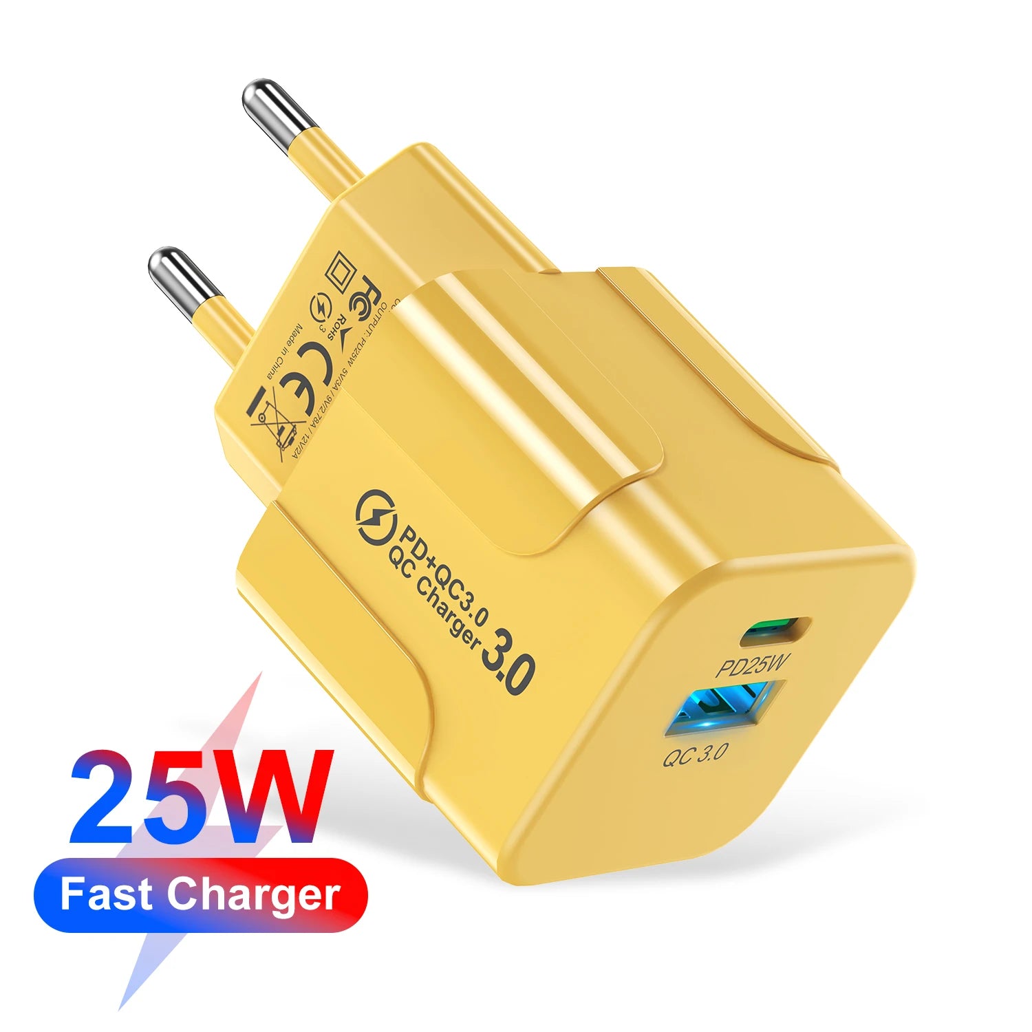 Compact Dual Port USB C Fast Charger 25W Travel Adapter - Smarsty
