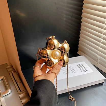 Pearl Mini Crossbody Bag Gold Shell Shoulder Purse Luxe - Smarsty