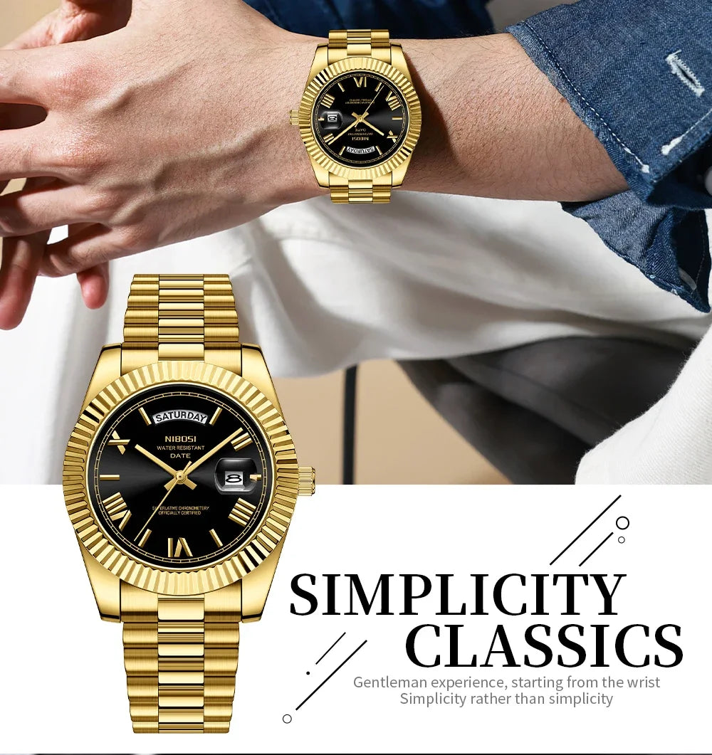 NIBOSI Luxury Stainless Steel Quartz Watch for Men - Smarsty
