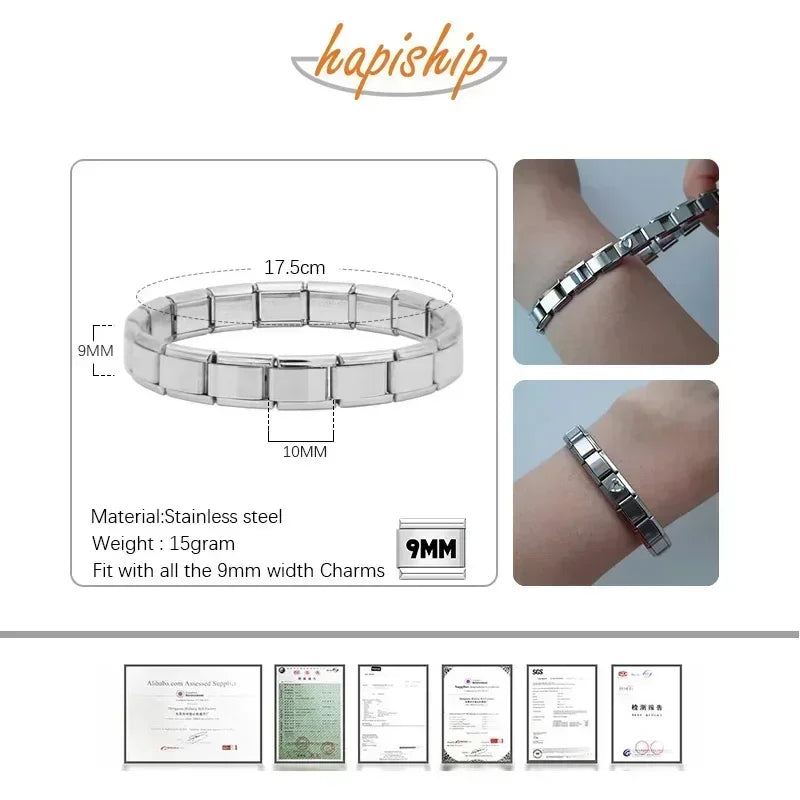 Hapiship Women's Italian Stainless Steel Charm Bracelet - Smarsty