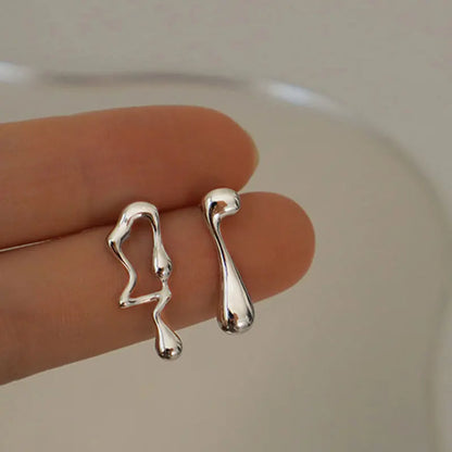 Irregular Liquid Metal Hollow Earrings Lightweight Punk - Smarsty