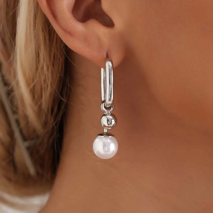 Fashion Metal Pearl Drop Earrings for Women Stylish Jewelry - Smarsty