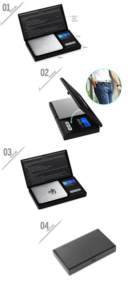 0.01g Jewelry Mini Stainless Steel Electronic Scale Digital Pocket Scale Gold Gram Balance Weight Scale Portable Pocket Scale