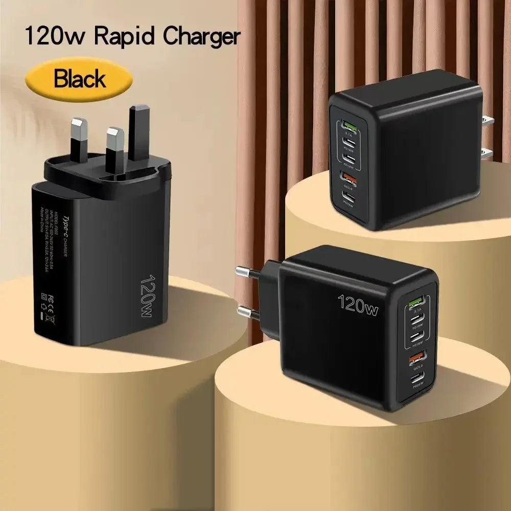 120W 5 Port USB PD Charger Fast Charging Wall Adapter - Smarsty