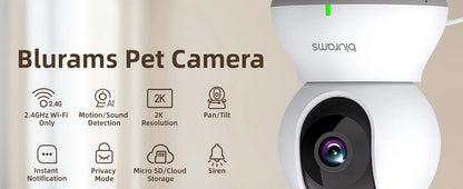 2.4＆5G WiFi Indoor Camera, 2K, 360° PTZ Pet Dog IP CCTV Camera with Phone App, 2-Way Talk, Night Vision, for Home Securi