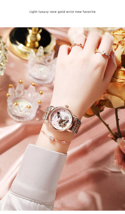 Luxury Women's Automatic Mechanical Watch with Moon Phase - Smarsty
