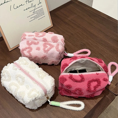 Soft Plush Makeup Bag Portable With Handle Travel Organizer - Smarsty