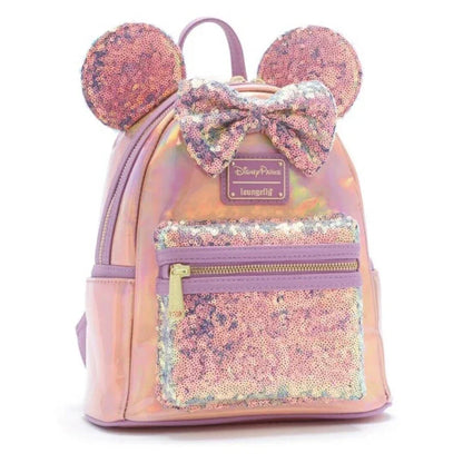 Stylish Pink PU Leather Minnie Mouse Shoulder Backpack - Smarsty