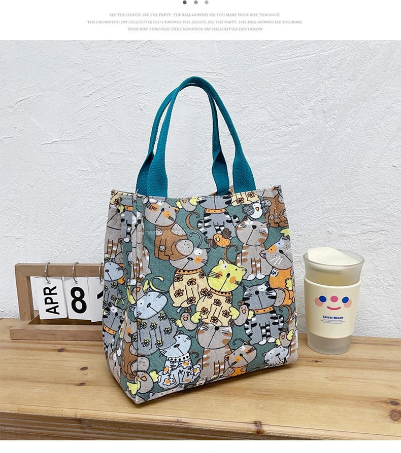 Chic Cat Pattern Top Handle Bag For Women Everyday Use - Smarsty