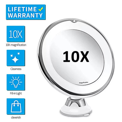 Flexible LED Lighted 10x Magnifying Makeup Mirror - Smarsty