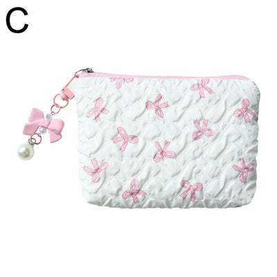 Bow Canvas Makeup Bag Large Capacity Travel Organizer - Smarsty