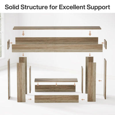 Tribesigns 63" Console Table, Farmhouse 2-Tier Entryway Table with U-Shaped Base, Narrow Long Wood Sofa Table Behind Couch Table