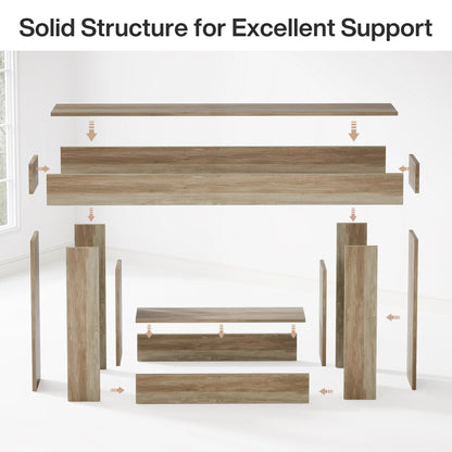 Tribesigns 63" Console Table, Farmhouse 2-Tier Entryway Table with U-Shaped Base, Narrow Long Wood Sofa Table Behind Couch Table