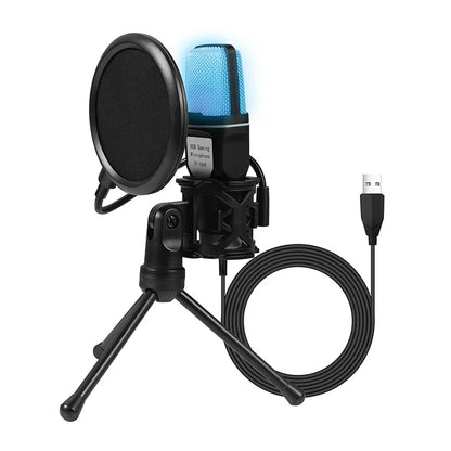 USB Microphone with RGB Lighting for Gaming and Podcasting - Smarsty