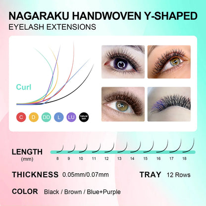 NAGARAKU YY Shape Premium Eyelash Extensions for Natural Look - Smarsty