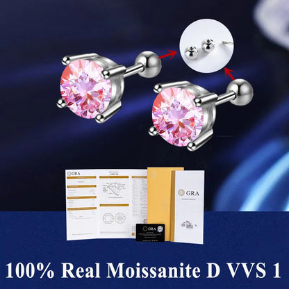 D VVS1 Moissanite Stud Earrings S925 Platinum Plating - Smarsty