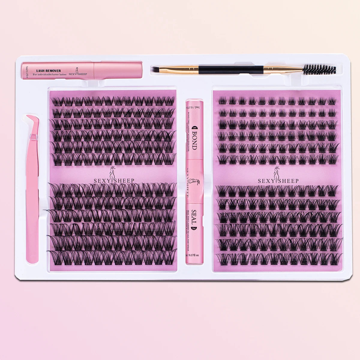 DIY False Eyelashes Clusters Extensions Individual Lashes Cluster Natural Segmented With glue,Remover,lash brush，tweezers - Smarsty