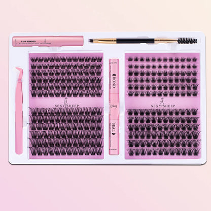 DIY False Eyelashes Clusters Extensions Individual Lashes Cluster Natural Segmented With glue,Remover,lash brush，tweezers - Smarsty