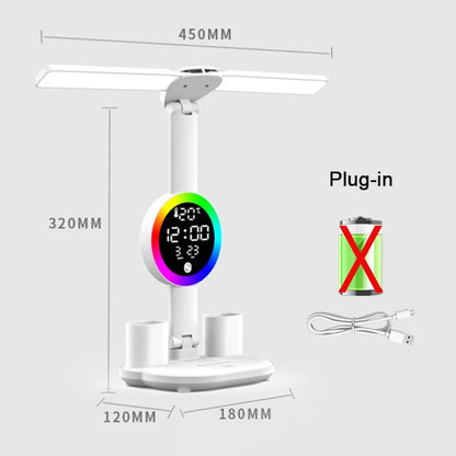Rechargeable LED Table Lamp with Fan and Clock - Smarsty