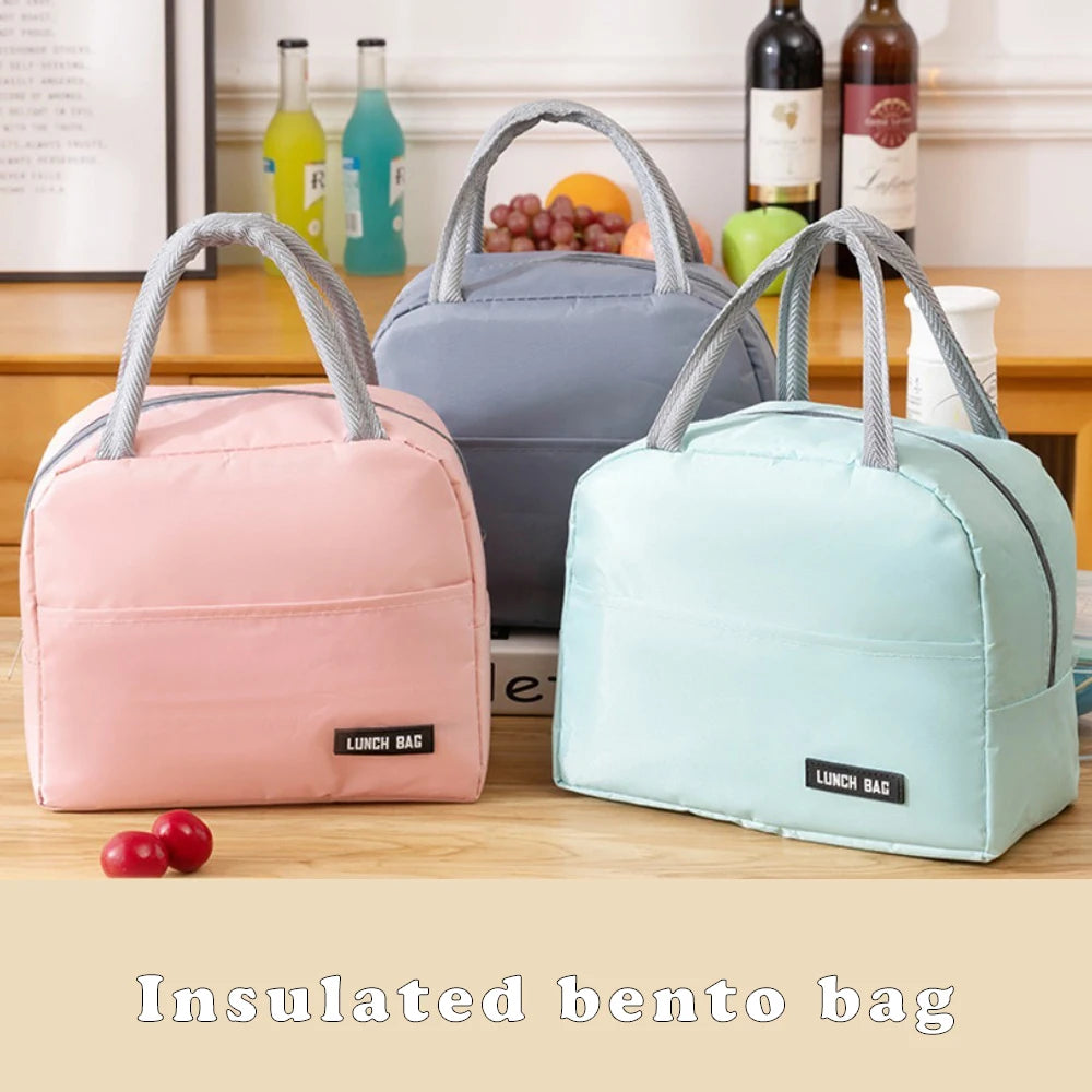 Thickened Insulated Bento Bag Portable Solid Hue Lunch Box - Smarsty