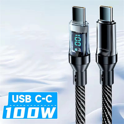 NNBILI 120W Super Fast Charging Cable Real-time Digital Display USB A to Type C data Cable For iPhone Android Phones Universal - Smarsty