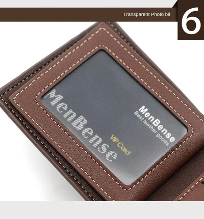 Men's Wallet with Hasp Business Card Holder Case Male Short Purse PU Leather Money Bag for Men Credit Card Wallets - Smarsty