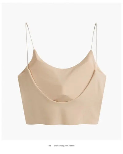 1pc Women Sexy Solid Color Camisole Ice Silk Tube Seamless Sports Tank Top Wireless Underwear Padded Bra Bralette Vest - Smarsty