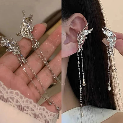 Elegant Butterfly Tassel Clip Earrings for No Piercing Fashion - Smarsty