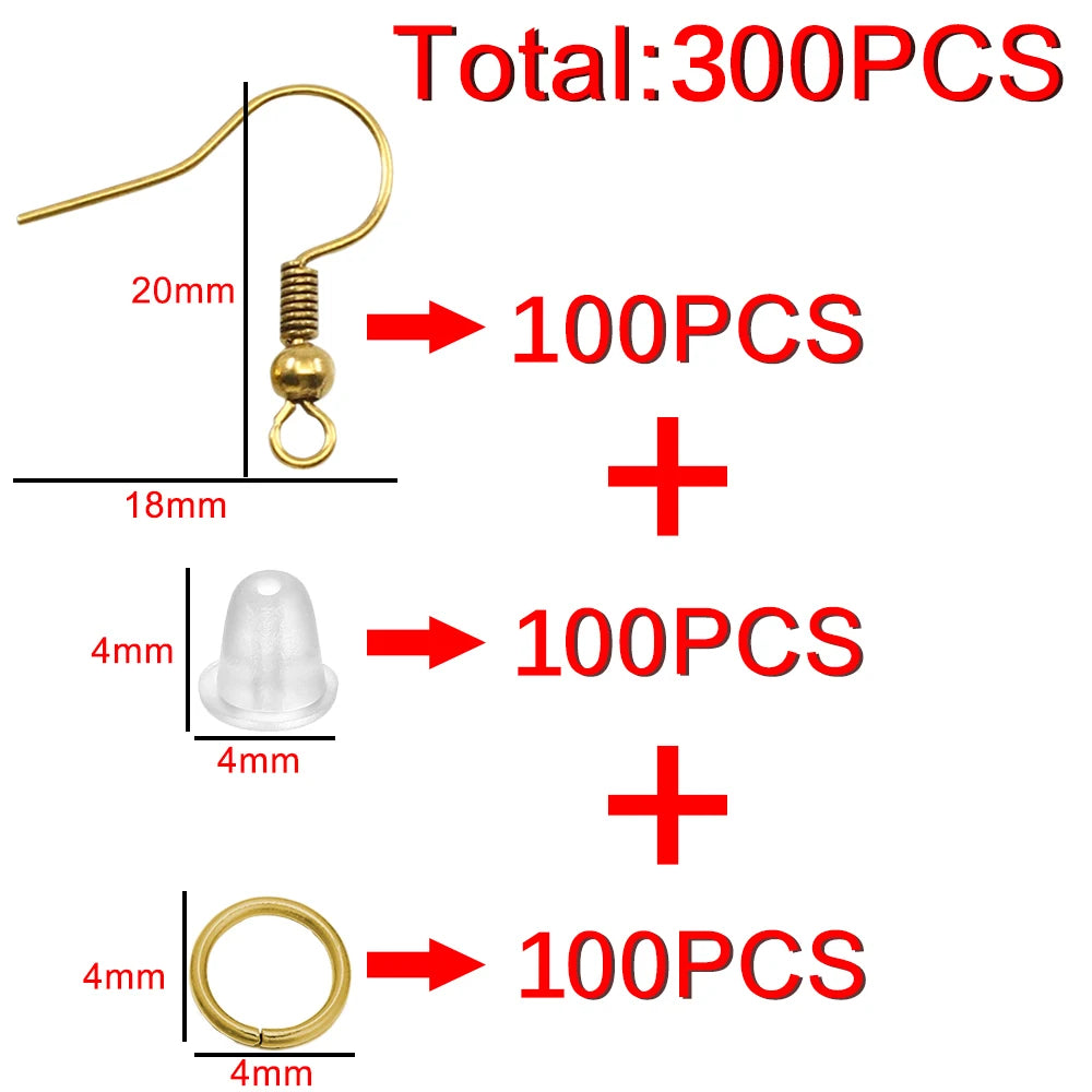 300Pc Hypoallergenic Earring Hooks Mix Color DIY Kit - Smarsty