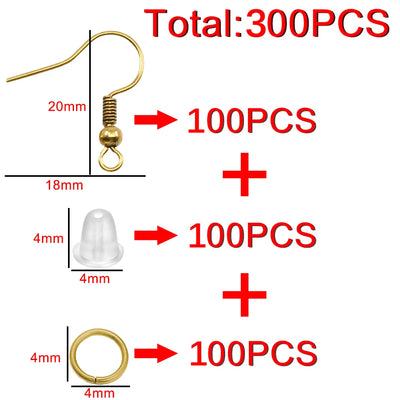 300Pc Hypoallergenic Earring Hooks Mix Color DIY Kit - Smarsty