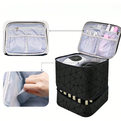 Portable Nail Polish Organizer Bag With Double Layer - Smarsty