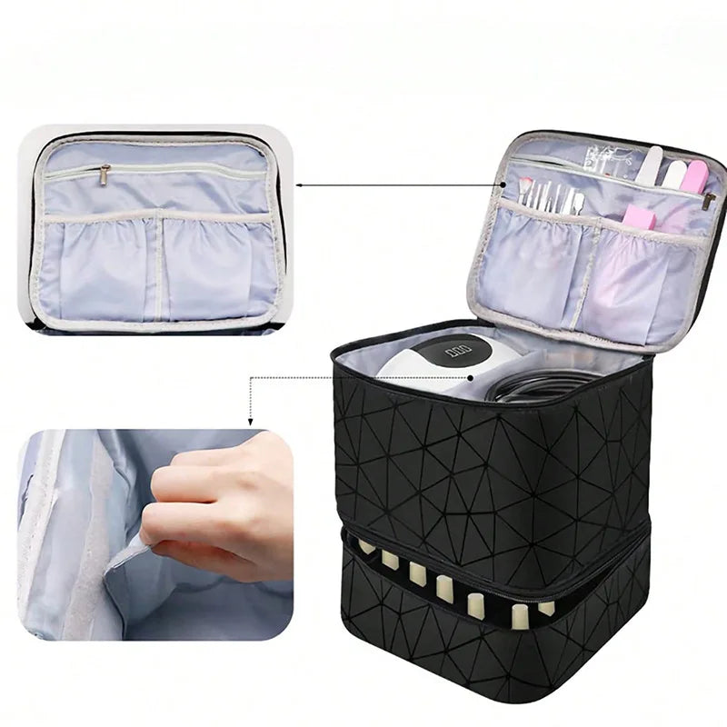 Portable Nail Polish Organizer Bag With Double Layer - Smarsty