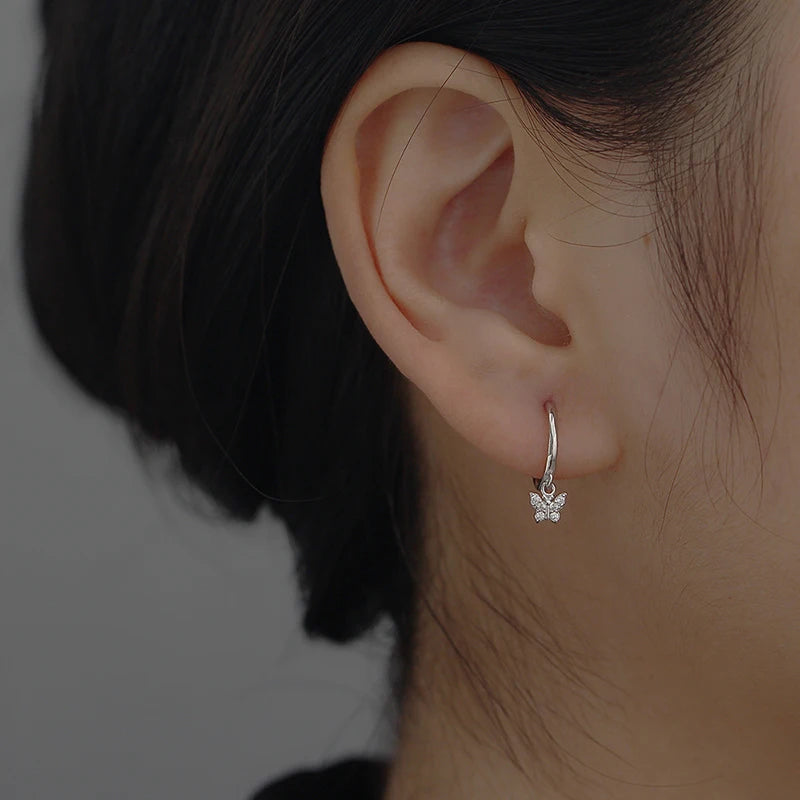 925 Sterling Silver Hoop Earrings White Crystal Luxury - Smarsty