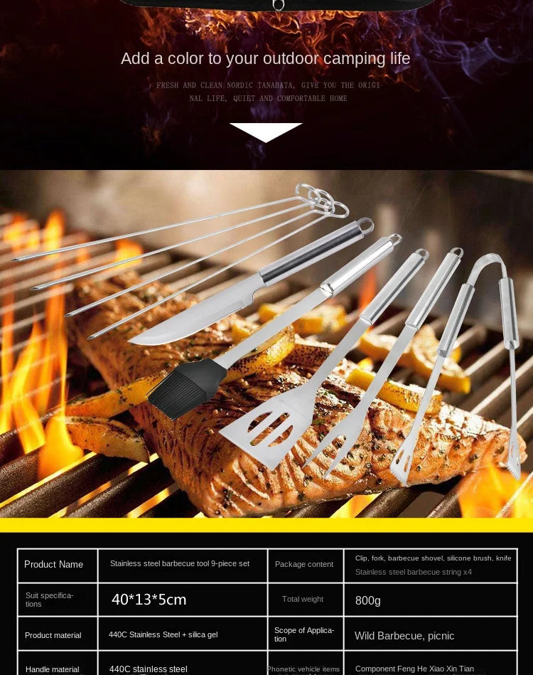 Stainless Steel BBQ Tool Set With Portable Storage Bag - Smarsty