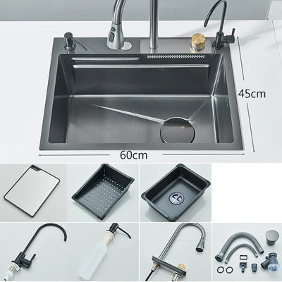 Large Single Bowl Stainless Steel Kitchen Sink with Faucet - Smarsty