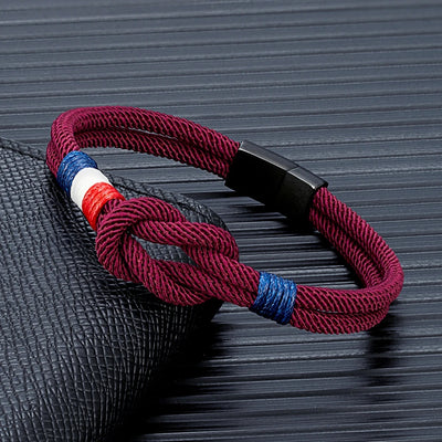Black Stainless Steel Rope Bracelet Handmade Double Layer - Smarsty