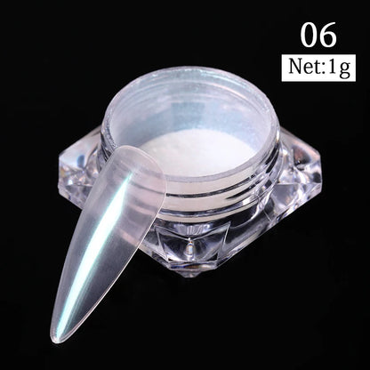 Aurora Pearl White Nail Glitter Powder for Stunning Designs - Smarsty